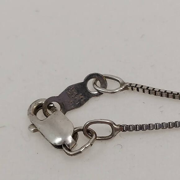 Blue Sapphire & Diamond Teardrop Knot Pendant Necklace Sterling 18" Chain 925 - Picture 8 of 10